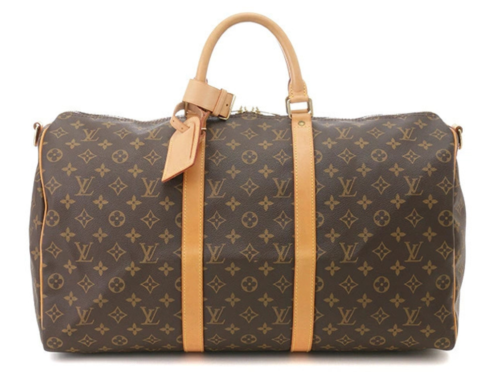 Louis Vuitton Shoulder Strap Keepall Bandouliere Bag Monogram Boston Brown